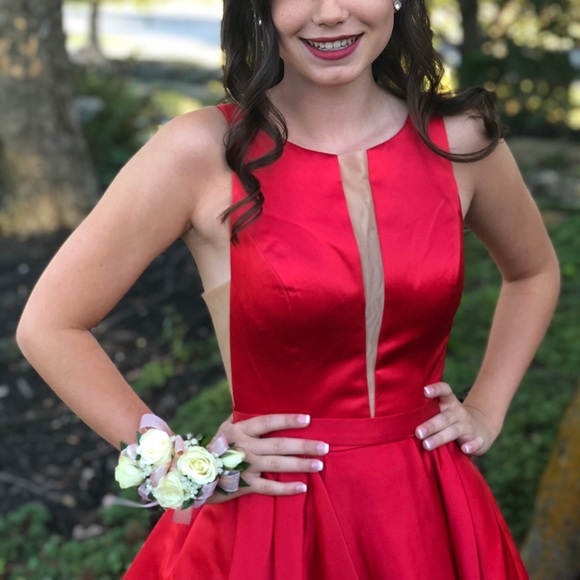 Sherri Hill Dresses & Skirts - sherri hill, short, red, satin dress with pockets